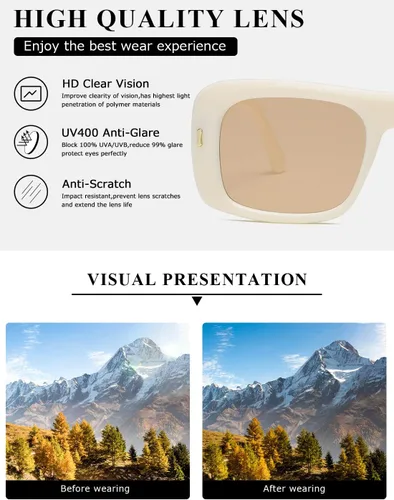 Miniatura 6 de kimorn Gafas de sol para mujeres y hombres, de moda, retro, de los años 90, vintage, Y2K, de gran tamaño, con marco cuadrado, sombras K1337
