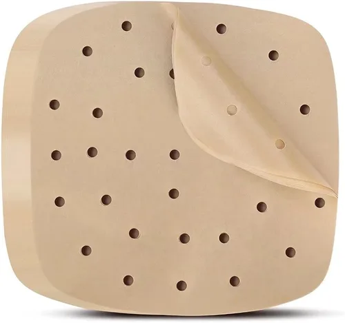 Miniatura 8 de 200 hojas cuadradas de papel pergamino perforado de 8.5 pulgadas, revestimiento de vapor de bambú antiadherente prémium para freidoras de aire