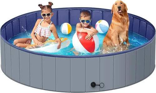 Miniatura 10 de Piscina para perros grandes, piscina para niños, de plástico duro, bañera portátil, plegable para perros antideslizantes