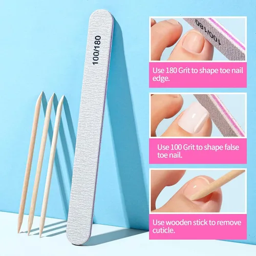 Miniatura 7 de Teenitor 120 piezas de uñas postizas naturales para los dedos del pie, uñas postizas para mujeres con pegamento para uñas, puntas de uñas postizas