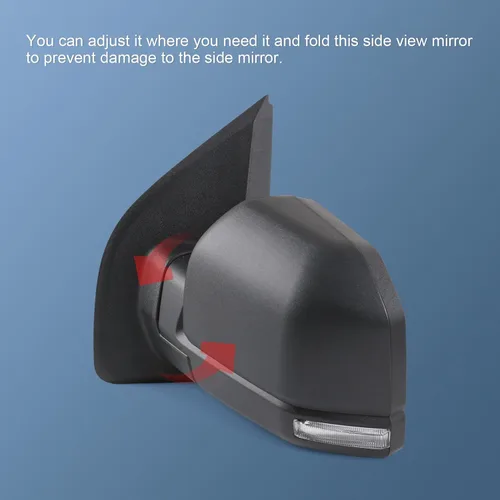Miniatura 4 de JDMSPEED Espejo retrovisor lateral izquierdo eléctrico con calefacción, señal LED texturizada, negro, izquierdo, LH, compatible con Ford F150