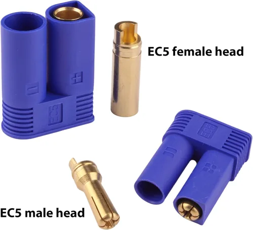 Miniatura 3 de 5 pares de conectores de batería EC5 Banana Plug Adaptador hembra macho de 0.197 in Conector de bala dorada para EC5 RC ESC LIPO Dispositivo