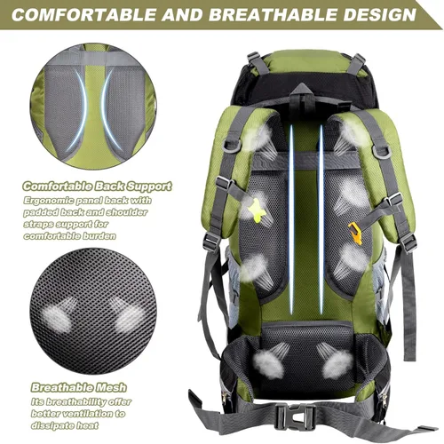 Miniatura 3 de Night Cat Mochilas de senderismo 70L para acampada y senderismo para hombres y mujeres, ligeras para actividades al aire libre y montañismo, sin
