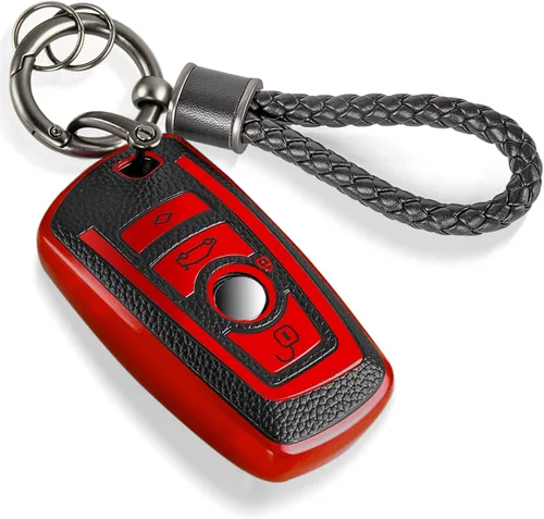 Miniatura 30 de para llavero de Cadillac con funda de TPU con superficie granulada y cuerda trenzada metálica, funda de llavero mejorada para 2020 en adelante CT4