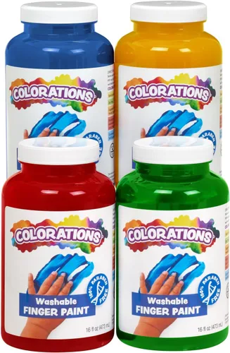 Miniatura 19 de Colorations Pinturas lavables para dedos, 16 fl oz, blancas, no tóxicas, cremosas, vibrantes, pintura para niños, manualidades, pasatiempos, Blanco