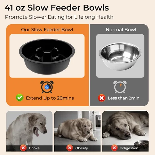 Miniatura 3 de URPOWER Tazones elevados para perros a prueba de desorden con soporte elevado de 4 alturas ajustables con cuenco de agua antiderrames y cuencos