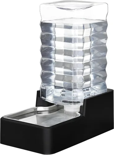 Miniatura 12 de RIZZARI Comedero automático de agua para mascotas de acero inoxidable: Dispensador automático a prueba de fugas por gravedad de 8.5L en color negro