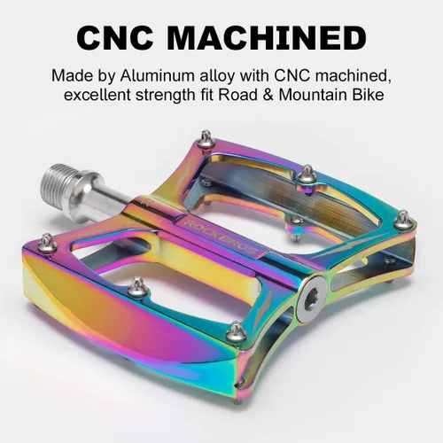 Miniatura 2 de ROCKBROS Pedales de bicicleta de montaña 9/16 "Pedales de MTB Pedales de aluminio para bicicleta de carretera con rodamientos sellados, plataforma