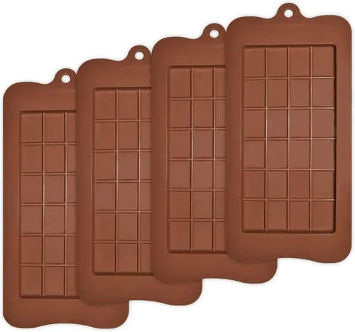 homEdge Break-Apart - Moldes de chocolate, juego de 4 paquetes de moldes antiadherentes de silicona de grado alimenticio para barras de proteína y