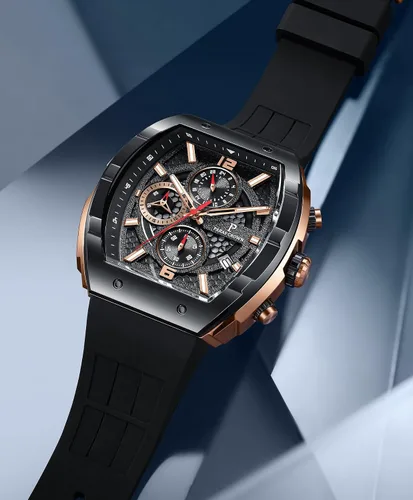 Miniatura 4 de Paras Crown Watches for Men Luxury Fashion Analog 50M Waterproof Sports Watch with Tonneau Dial Luminous Quartz Business Wrist Watch