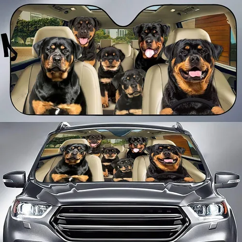 Miniatura 2 de Rottweiler - Parasol para parabrisas de automóvil, diseño de cachorros rottweiler, para amantes de los perros, parasol delantero para hombres, 57 x