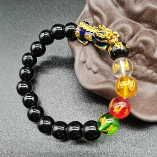 Miniatura 6 de Pulsera de cuentas de Feng Shui de 0.394 in de piedra natural, mantra, color cambiado, pulsera PixiuPi Yao, atrae riqueza y buena suerte