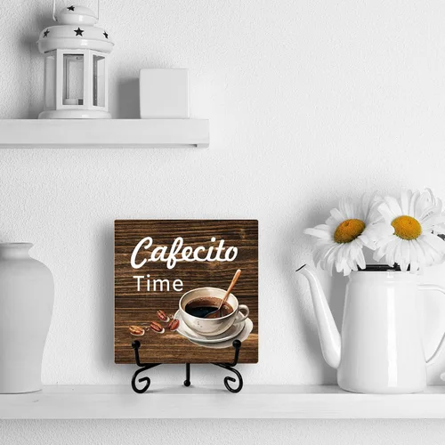 Miniatura 4 de Cartel de barra de café, decoración de estación de café, regalo para mujeres amigas, decoraciones de escritorio para oficina en casa, estante