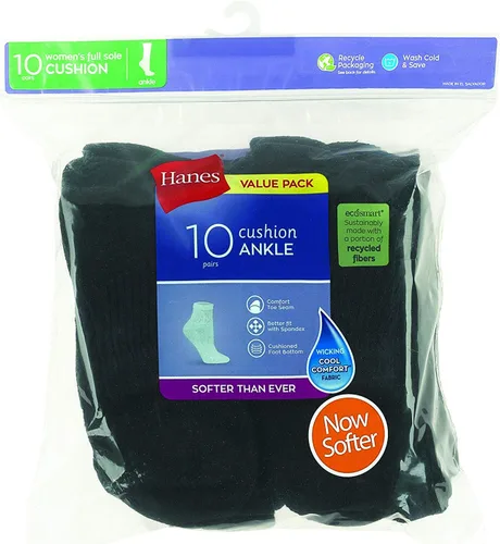 Miniatura 3 de Hanes Ultimate Women's 6-Pack Comfort Toe Seamed Ankle Socks