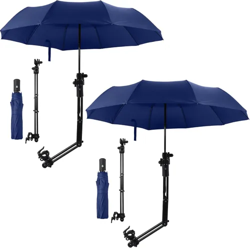 Miniatura 10 de Shinylin 2 paraguas de playa con abrazadera universal ajustable UPF 50+ apertura y cierre automático resistente al viento paraguas de golf portátil