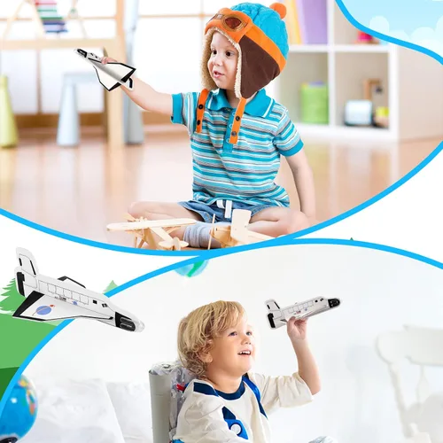 Miniatura 5 de Lewtemi Juego de 36 planeadores, juguetes de transporte espacial, juguetes voladores para niños y niñas, planeador de avión de espuma para recuerdos