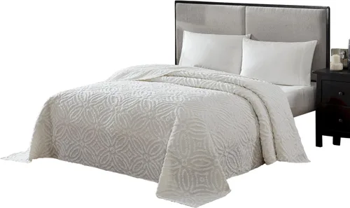 Miniatura 18 de Beatrice Home Fashions Colcha de Chenilla con Patrón Wedding Ring, Full, azul