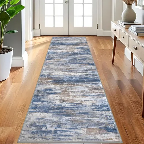 Miniatura 104 de KOZYFLY – Alfombra de pasillo moderna y lavable de diseño abstracto verde, 2 x 5 pies, antideslizante, suave y de pelo corto, ideal para cocina