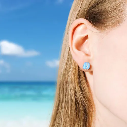 Miniatura 33 de Sea Glass Earrings S925 Sterling Silver Hypoallergenic Handmade Stud Post Earrings Beach Glass Fashion Handcraft Jewelry earrings stud earrings from