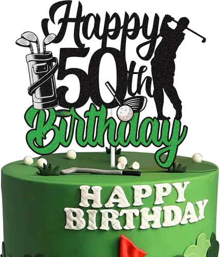 Miniatura 8 de Decoración de pastel de golf de 80 cumpleaños negro verde golf 80 años jugador de pelota decoración de pastel 1943 temática deportiva suministros