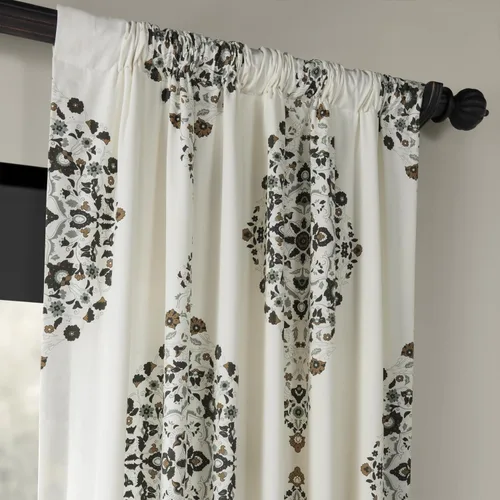 Miniatura 3 de HPD Half Price Drapes Cortinas florales de algodón de lujo con estampado de 84 pulgadas de largo (1 panel), modernas cortinas de oscurecimiento