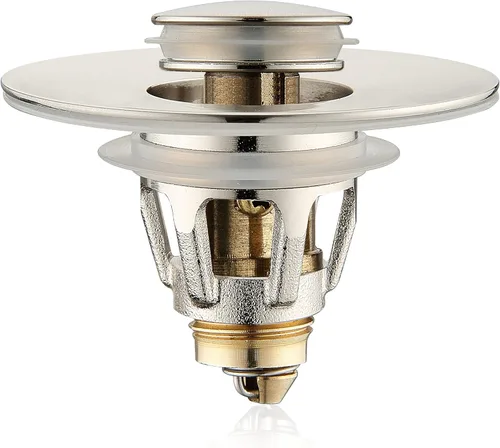 Tapón Universal para Lavabo de Baño - Filtro de Drenaje de Lavabo con Rebote, Tapón de Drenaje Emergente de Níquel Cepillado, Tapón de Fregadero de