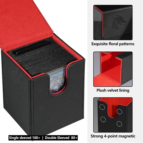 Miniatura 4 de MTG Caja de cartas para Commander Deck Box con 2 divisores, caja de almacenamiento de tarjetas para más de 100 tarjetas de una sola manga, soporte