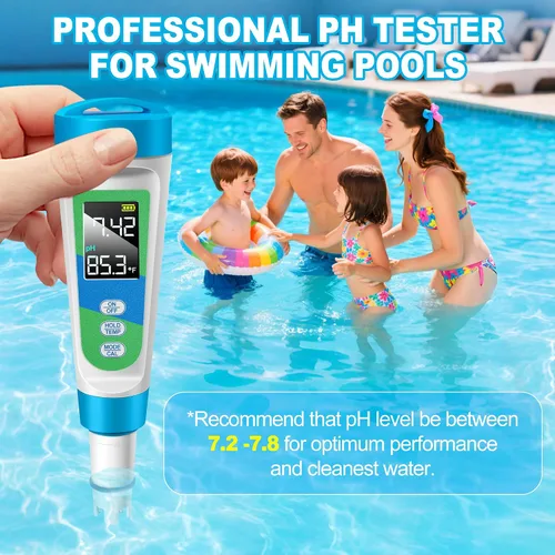 Miniatura 5 de KingSom Probador de sal de piscina,Probador digital de piscina de agua salada y probador de pH para acuario,Probador de salinidad digital de alta
