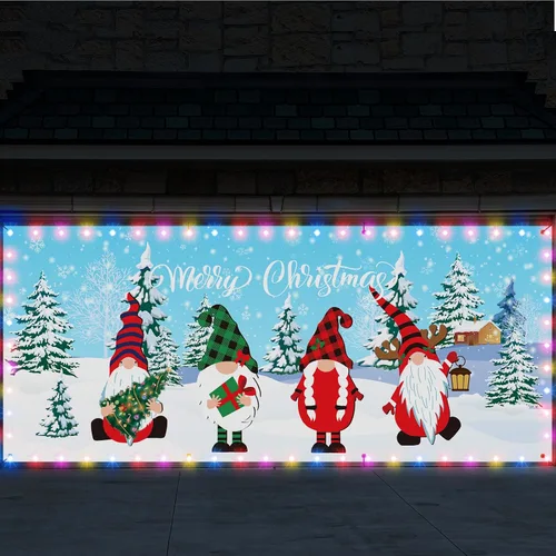 Miniatura 8 de Ganeen 6.4x16 pies de luz de cadena LED 2025 para puerta de garaje de Navidad, gran decoración rústica para puerta de garaje de Navidad, cubierta