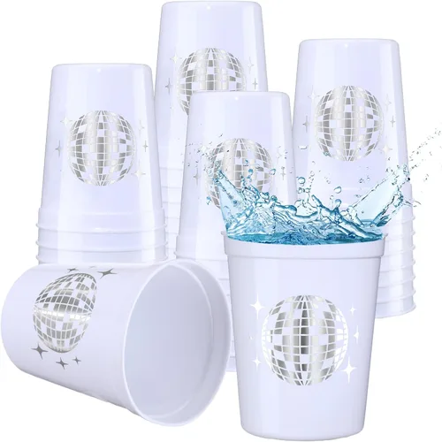 Miniatura 9 de Uiifan 30 tazas de bola de discoteca para fiesta de discoteca de 16 onzas reutilizables de plástico para despedida de soltera para vaquera