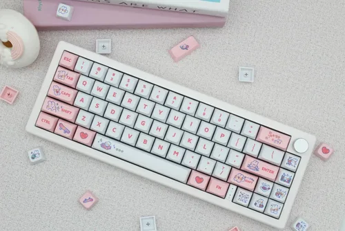Miniatura 8 de Animal Rabbit - Lindas teclas de conejo personalizadas para teclado mecánico, 130 teclas de sublimación de tinte PBT (conejo rosa)