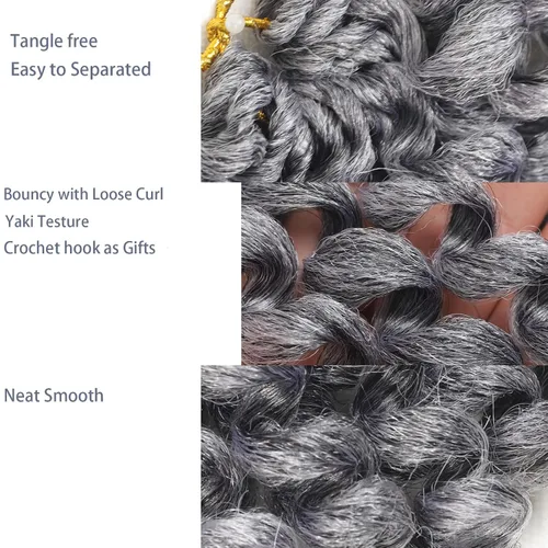 Miniatura 4 de 3 paquetes de 2 extensiones de cabello sintético de ganchillo de 8 pulgadas, rizado tipo varita con rizos jamaicanos, 20 raíces