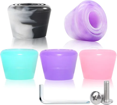 Tapones de goma PU para patinaje con ruedas, 1 par con tornillos Rosado jalea