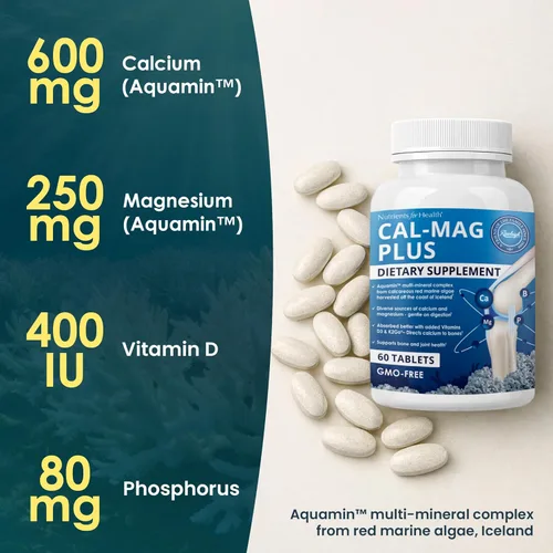 Miniatura 2 de Rawleigh Calcio y magnesio con algas marinas Aquamin – Complejo multimineral con vitamina D3, K2, boro y fósforo Apoya la función de huesos