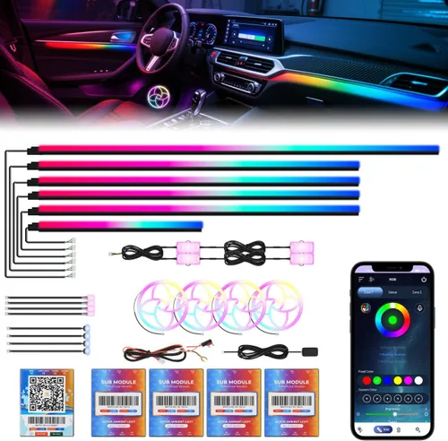 Miniatura 25 de Luces interiores acrílicas Dreamcolor para automóvil, accesorios para automóvil WEBUPAR 2 en 1, tira de luces LED para automóvil con control