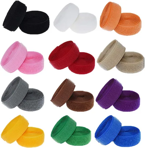 Filan - Cinta de velcro para coser en 12 colores, 24 yardas, cinta de tela de nailon con no adhesivo para manualidades, cinta entrelazada (3/4