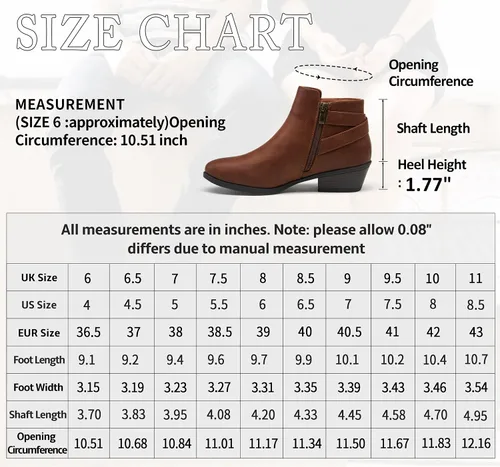 Miniatura 4 de VEPOSE botas al tobillo para mujer con tacón bajo y grueso, con perforaciones, botas de vaquero
