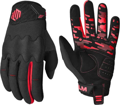 ILM Guantes de motocicleta para adultos, motocross, ATV MTB, guantes de bicicleta de montaña, guantes de pantalla táctil de dedo completo para