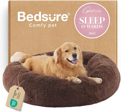 Miniatura 29 de Bedsure - Cama relajante para perro mediano, lavable, tipo dona, cama para gato, antideslizante, redonda, afelpada, mullida, de piel sintética