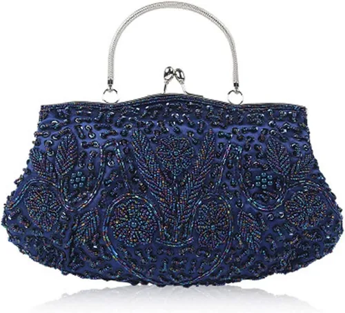 Miniatura 3 de EROUGE Beaded Sequin Design Flower Evening Purse Large Clutch Bag