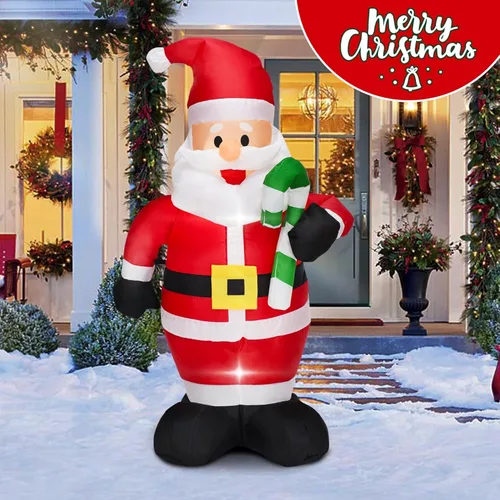 Miniatura 6 de Papá Noel inflable de 4 pies de Navidad lindo con luces LED incorporadas, decoración inflable de Navidad para interiores y exteriores, gran