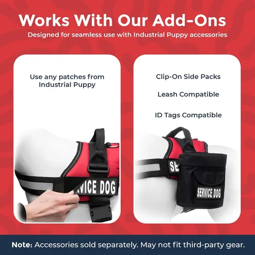 Miniatura 6 de Arnés Industrial Puppy para perros con correas y asa, y chaleco con parche reflectante, en un cómodo diseño de malla, Bright Red 2-Rojo Brillante
