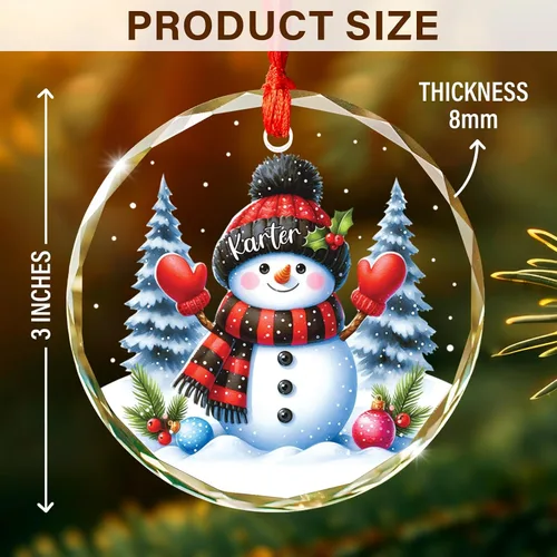Miniatura 6 de Adorno de cristal de Navidad personalizado con nombre, muñeco de nieve personalizado para árbol de Navidad 2025, nuevo adorno de Navidad para bebé