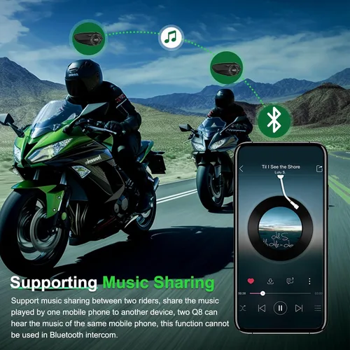 Miniatura 6 de SolaMr Q8 - Auriculares Bluetooth para casco de motocicleta, 230 horas en espera, sistemas de comunicación de malla para 6 conductores