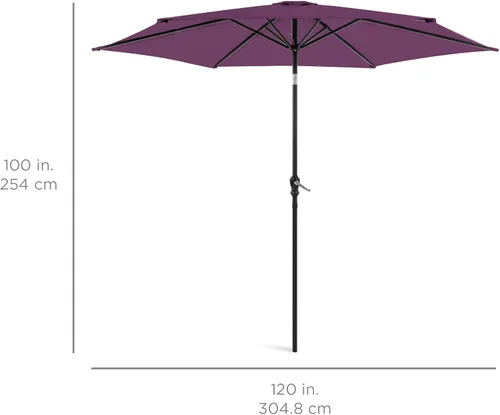 Miniatura 7 de Best Choice Products sombrilla de exterior para patio de 10 pies, de acero y poliéster, con manivela, botón fácil de presionar, inclinación