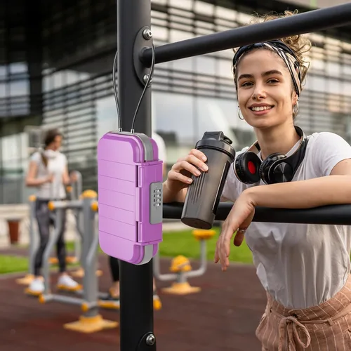 Miniatura 7 de HUANLANG Caja de Seguridad Portátil con Cerradura de Combinación Mini Caja de Seguridad para Viajes de Playa Impermeable Cajas de Bloqueo Pequeñas