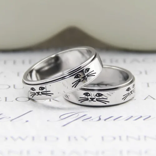Miniatura 4 de Anillo de ansiedad OreilleStar para mujeres, anillo giratorio de titanio y acero inoxidable, anillo de ansiedad para hombres, 6mm de ancho con Plata