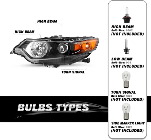 Miniatura 2 de SOCKIR - Para Acura TSX 2009-2014 [modelo HID/Xenón/Balastro de fábrica] Conjunto de faros delanteros de proyector Par de reemplazo