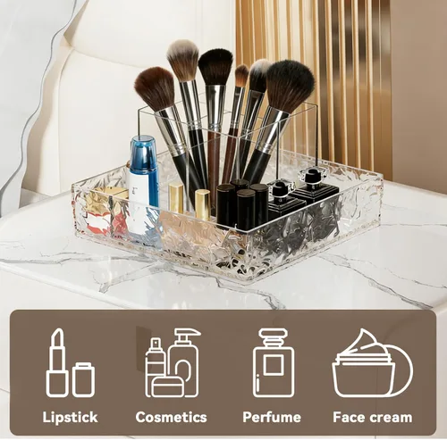 Miniatura 8 de Organizador de maquillaje giratorio de 360°, organizador de tocador Lazy Susan para encimera y baño, organizador de lápiz labial de perfume