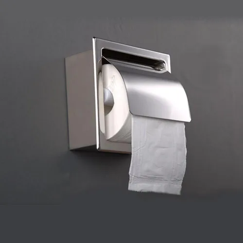 Miniatura 7 de LUANT Soporte de papel empotrado para almacenamiento de baño, acero inoxidable, cromo pulido